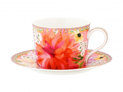 Maxwell & Williams Teas & C's Dahlia Daze Cup & Saucer 240ML Pink Gift Boxed