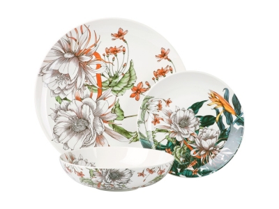 Maxwell & Williams The Blck Pen Night Garden Coupe Dinner Set Flower  12pce