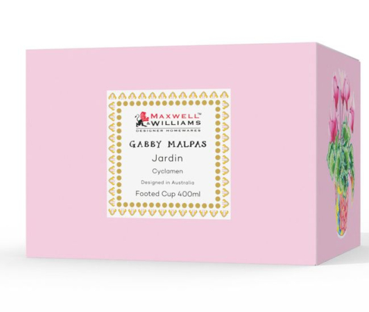 Maxwell & Williams Gabby Malpas Jardin Footed Cup 400ML Cyclamen Gift Boxed