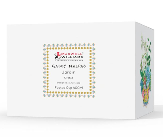 Maxwell & Williams Gabby Malpas Jardin Footed Cup 400ML Orchid Gift Boxed