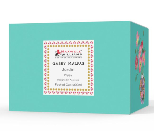 Maxwell & Williams Gabby Malpas Jardin Footed Cup 400ML Poppy Gift Boxed
