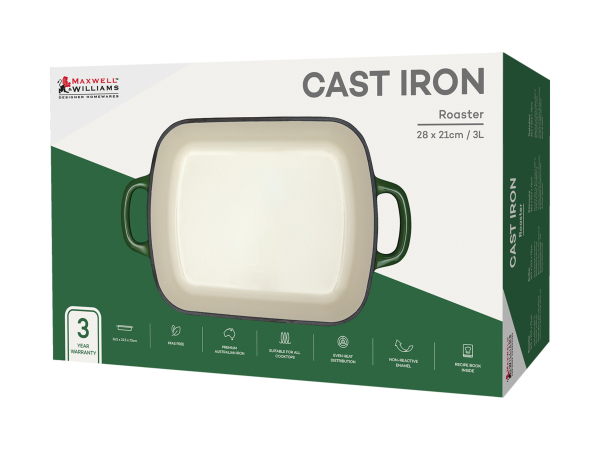Maxwell & Williams Cast Iron Roaster English Racing Green 28x21cm Gift Boxed