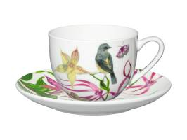 Maxwell & Williams Eloise Short Lyric Cup & Saucer 240ml Yellow Robin Gift Boxed