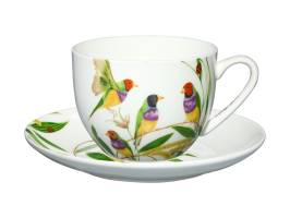 Maxwell & Williams Eloise Short Lyric Cup & Saucer 240ml Gouldian Finch Gift Boxed