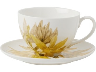 Maxwell & Williams Royal Botanic Gardens Australian Orchids Cup & Saucer 240ML Yellow Gift Boxed
