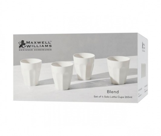 Maxwell & Williams Blend Sala Latte Cup 265ML Set of 4 White Gift Boxed